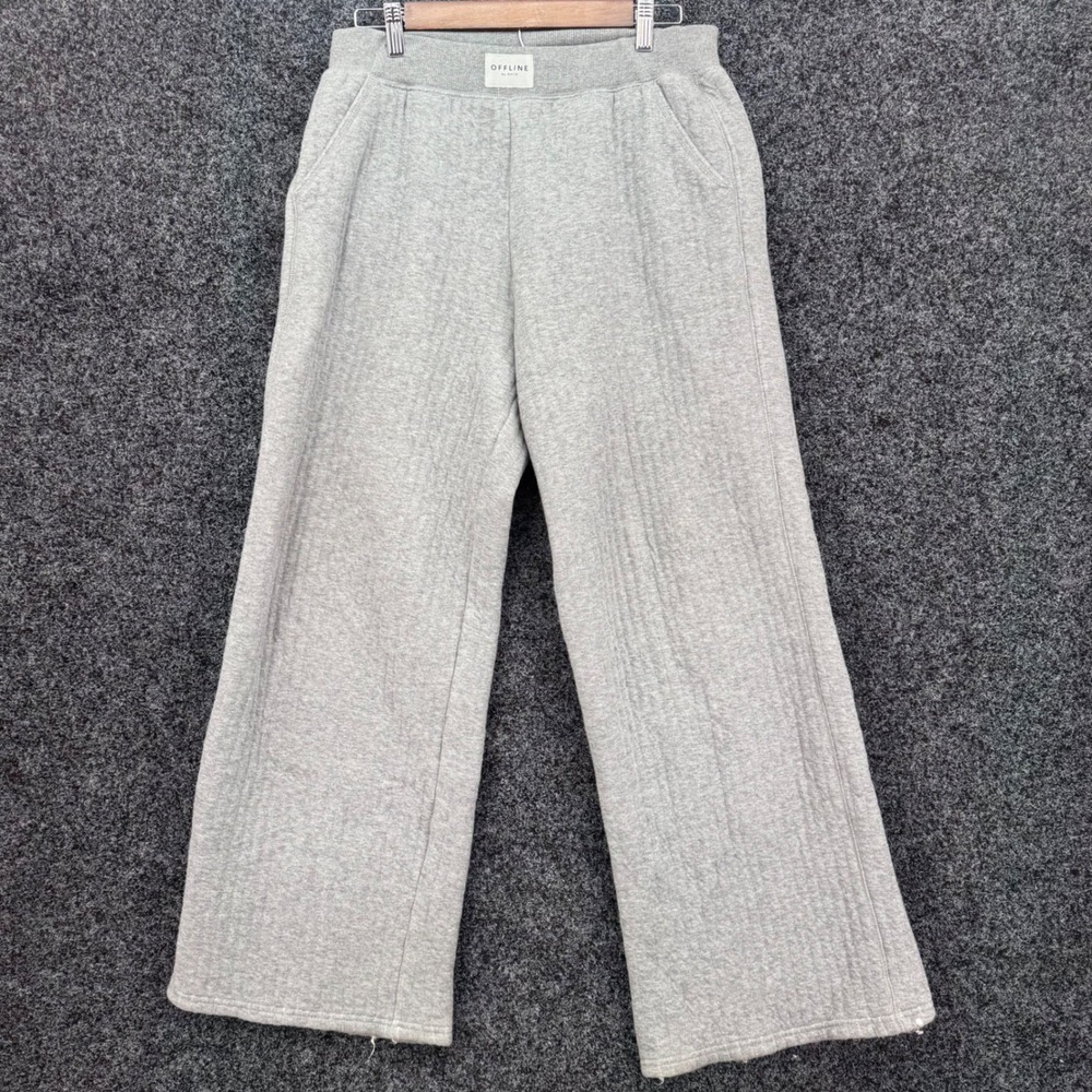 OFFLINE by Aerie Heather Gray Wide Leg Lounge Pants Small Sweatpants